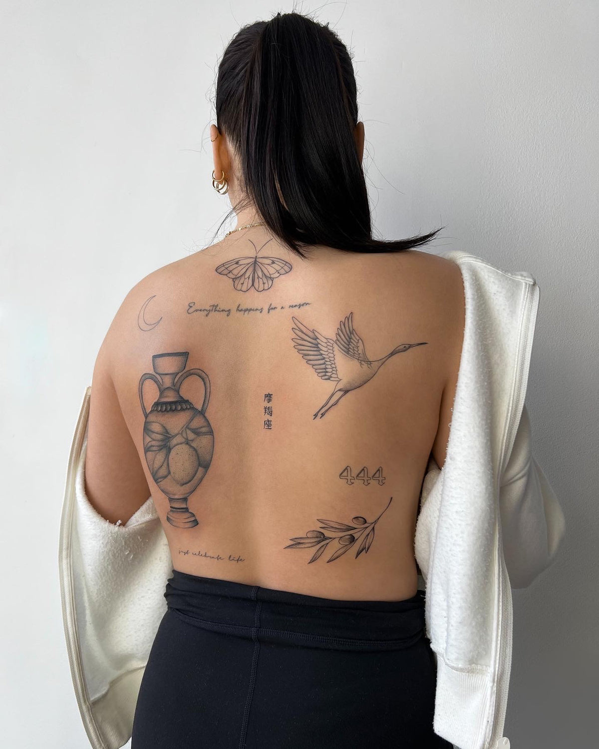 Back tattoo fine line concept