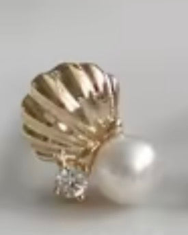 Seashell Pearl Studs