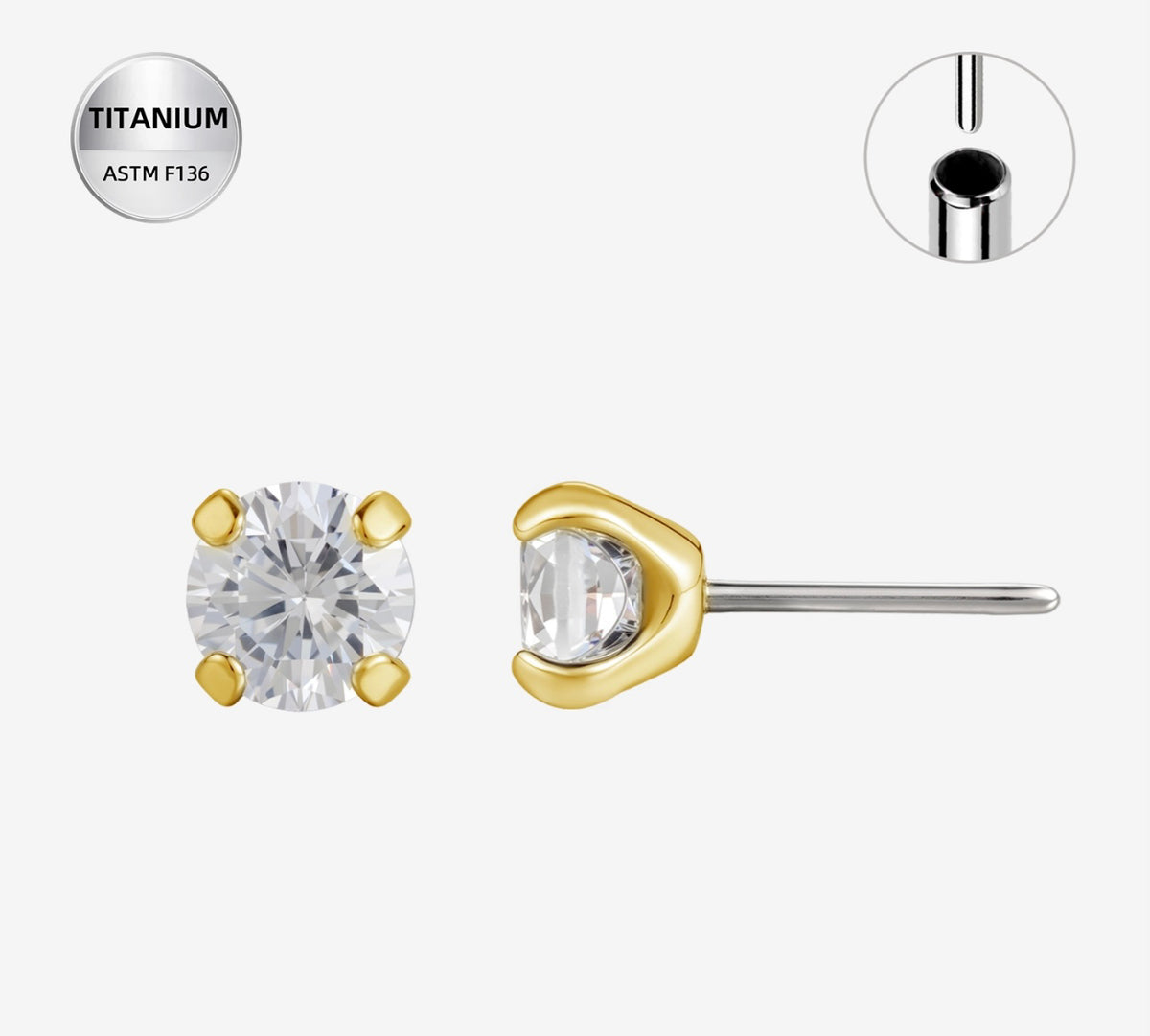 DIAMOND STUD GOLD TITANIUM