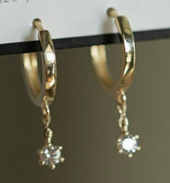 Diamond Dangle Hoops Charm