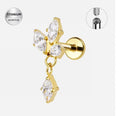 Geometric 3 Diamond Dangle Studs