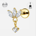 Diamond Flower Dangle Studs