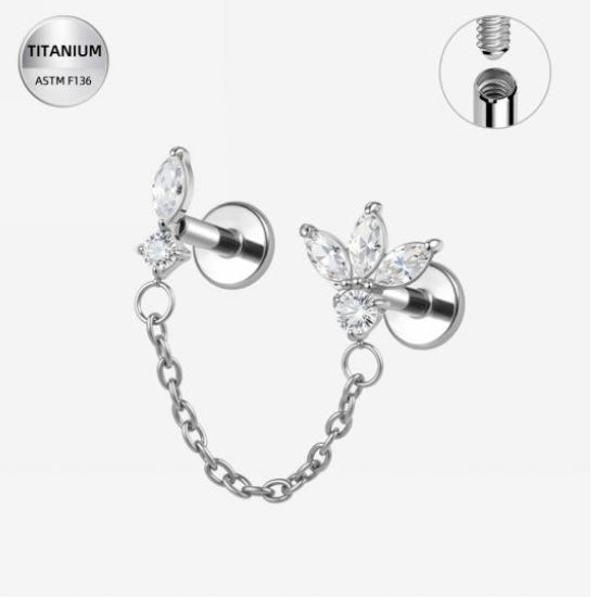 Double Diamond Chaine Stud