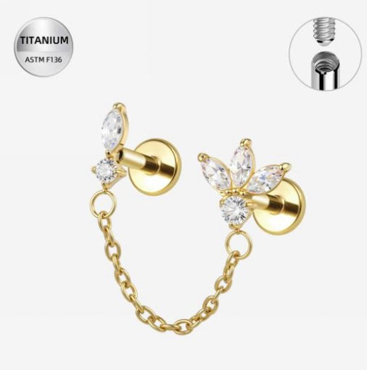 Double Diamond Chaine Stud