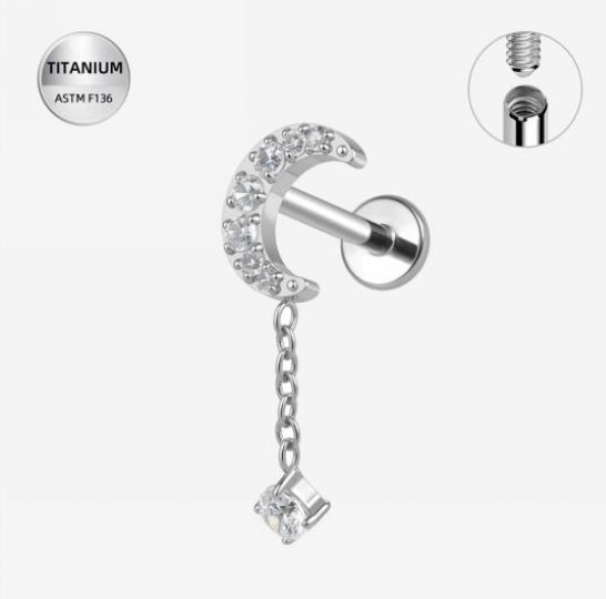 Dangle Moon Diamond Stud