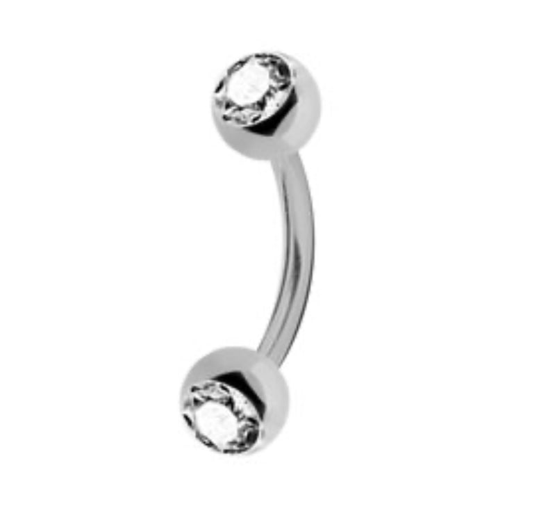 Bezel-Set Diamond Curved Barbell