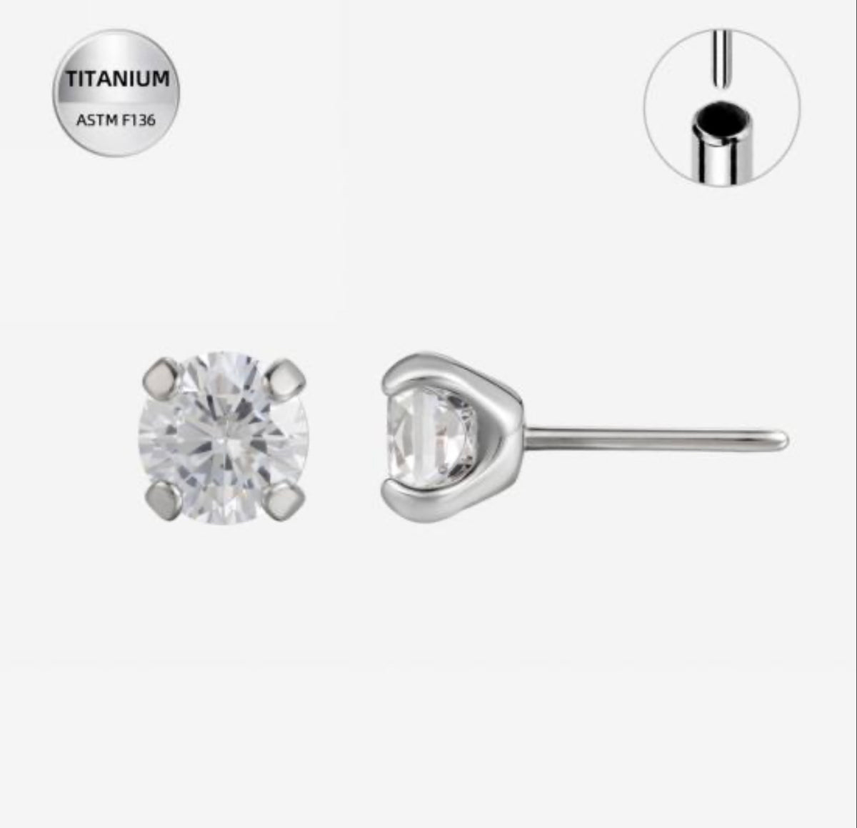 DIAMOND STUD SILVER TITANIUM